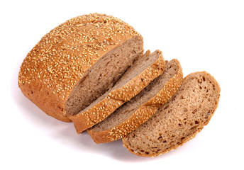 Round rye bread covered with sesame seeds
