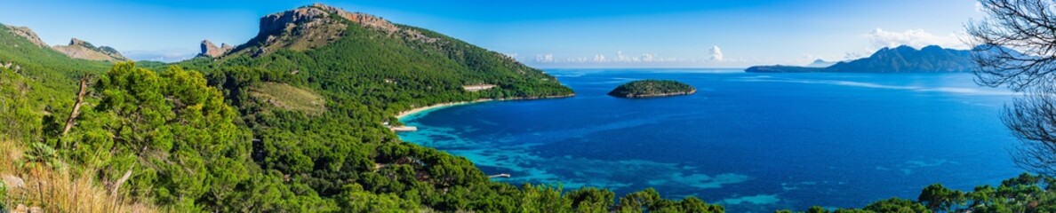 Spain Majorca Panorama bay landscape with view of Platja Formentor