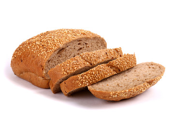 Round rye bread covered with sesame seeds