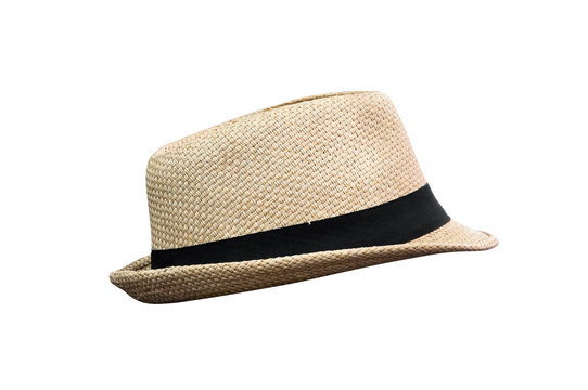 Woven fedora hat isolated on white background with clipping path
