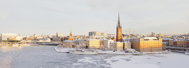 Panorama of Riddarholmen and Kunsholmen in central Stockholm