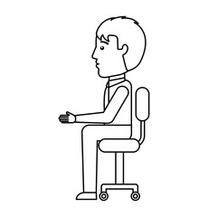 businessman avatar sitting on office chair vector illustration design