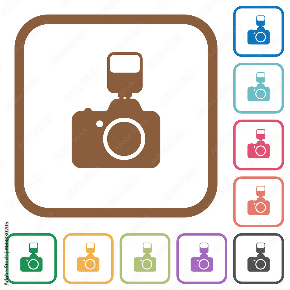 Poster camera with flash simple icons