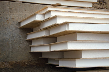Stack of foam plastic for insulation