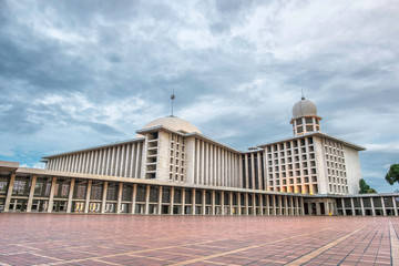 Beautiful view of Istiqlal Mosque, at the morning in cloudy day in Jakarta, Indonesia