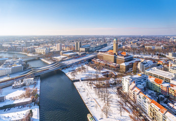 Rathaus Spandau im Winter, Aussicht von oben. 