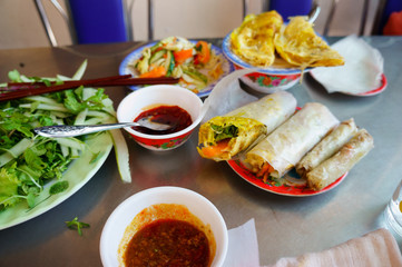 Banh Xeo, Vietnamese crepes, in Hoi An Vietnam