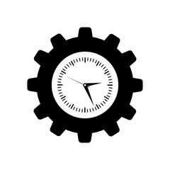 Clock with gear piece icon vector illustration graphic design