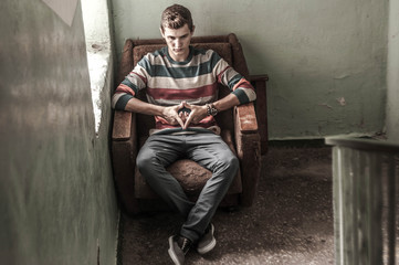 Pensive teenager Lone