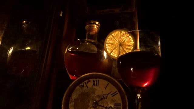 wine and vintage watch

