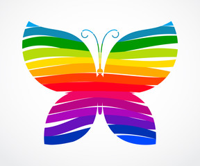  Rainbow butterfly consisted of ribbons