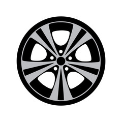 Wheel, tyre and tire icon. Round shaped rubber automobile or car, speed vehicle. Great for garage and machine shop, automotive and brake theme