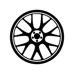 Wheel, tyre and tire icon. Round shaped rubber automobile or car, speed vehicle. Great for garage and machine shop, automotive and brake theme - 133337003