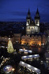 Obraz premium Architecture from Prague in Christmas and cloudy sky