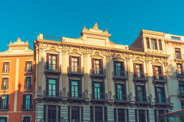 Fototapeta na wymiar historical buildings in warm sunlight without logos