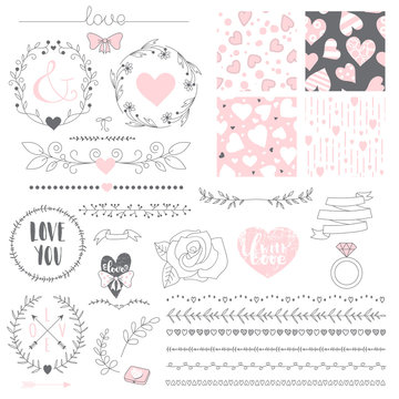 Romantic collection with hand drawn elements.