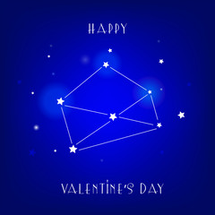 Fototapeta na wymiar Greeting card Happy Valentine's Day with star and constellation. Vector