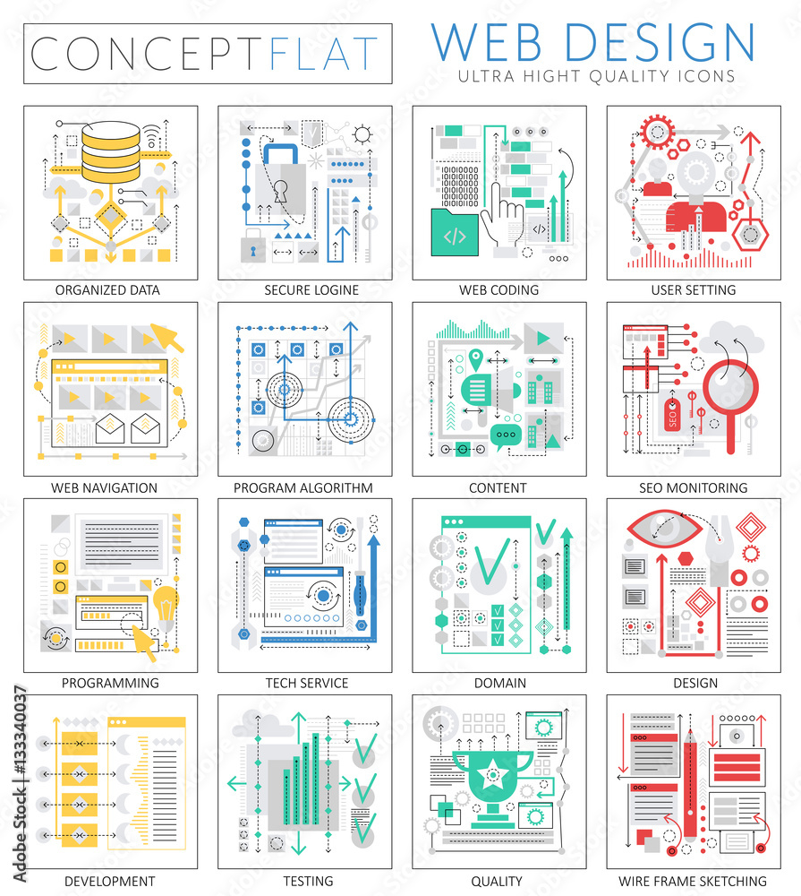 Fototapete Infographics mini concept Web design icons for web. Premium quality design web graphics icons elements. Web design concepts.