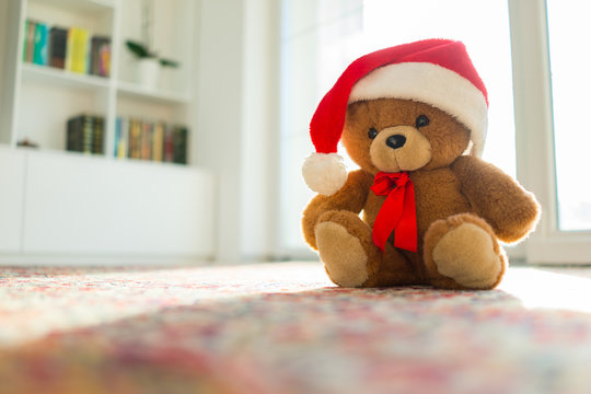 Christmas picture of cute Santa Claus teddy bear
