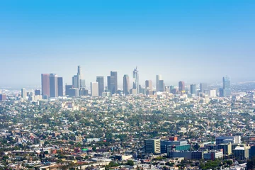 Foto op Canvas Blue sky over Los Angeles downtown © Nomad_Soul