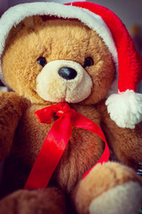 Santa Teddy Bear at home waiting for Christmas