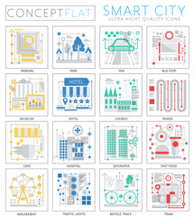 Infographics mini concept Smart modern city elements icons for web. Premium quality design web graphics icons elements. Smart city concepts.