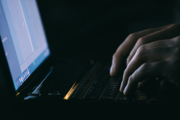 Russian hacker hacking the server in the dark
