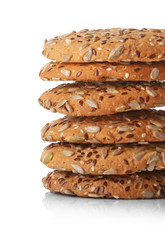 Cereal cookies on white background