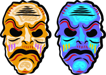 Voodoo ritual mask illustration clip-art image eps