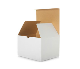 Open cardboard box on white background