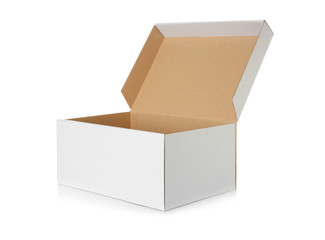 Open cardboard box on white background