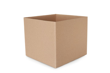 Open cardboard box on white background