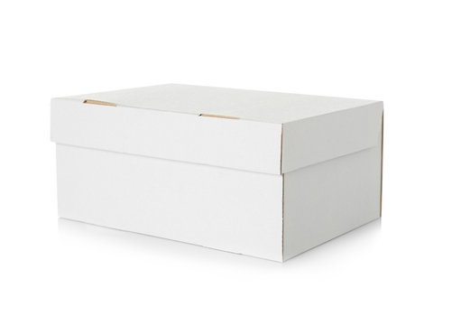 Cardboard box on white background