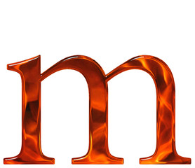 Lowercase letter m - the extruded of glass with pattern flame, i