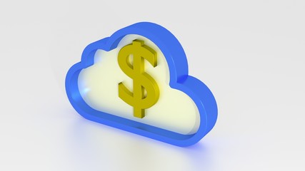 The cost of cloud computing symbol on white