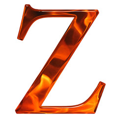 Lowercase letter z - the extruded of glass with pattern flame, i - obrazy, fototapety, plakaty