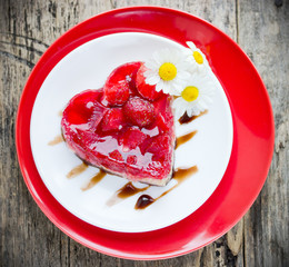 Strawberry heart cake dessert on Valentines Day