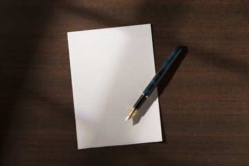 Blank sheet of paper with pen