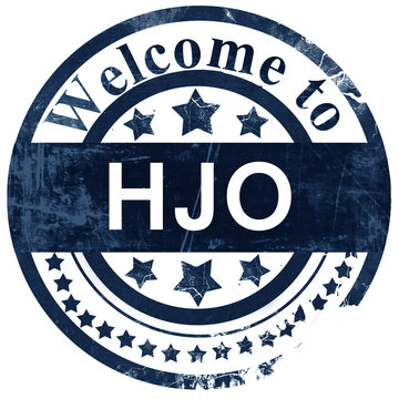 Hjo stamp on white background