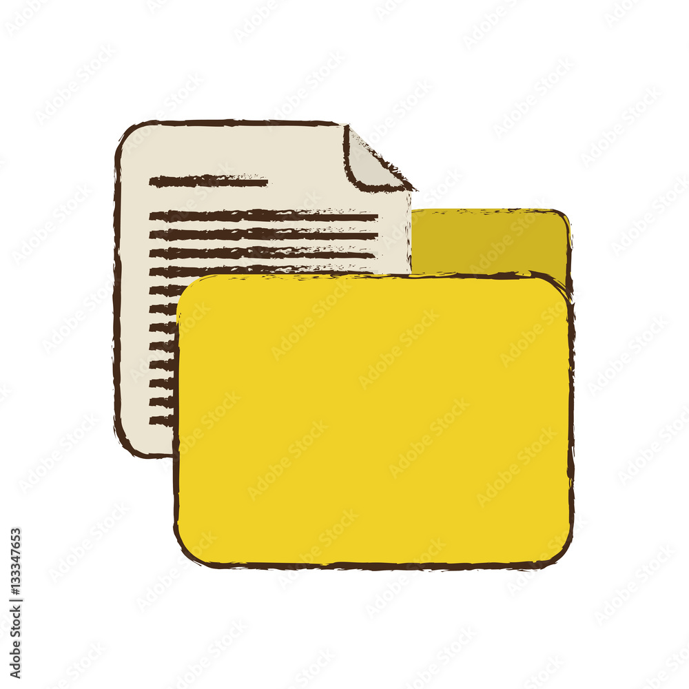 Poster drawing yellow folder file document report paper vector illustration eps 10