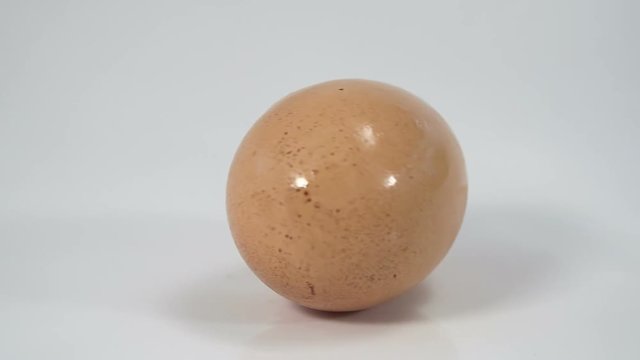 Egg spinning around in slow motion. Filmed in slow motion on white background