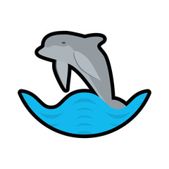 Naklejka premium dolphin ocean fish friendly wave stamp vector illustration eps 10