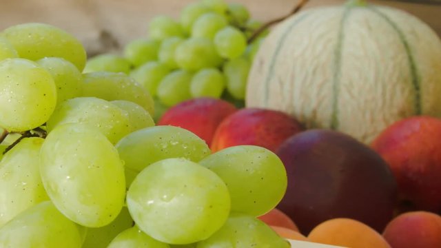 Closeup of ripe juicy green grapes on background still life of fresh fruit