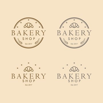 Bakery Round Logo Vintage Retro Design Set