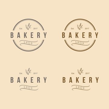 Bakery Round Logo Vintage Design Set