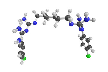 Chlorhexidine, a disinfectant and antiseptic that is used for sk