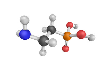 Ciliatine, also known as 2-aminoethylphosphonic acid. 3d model