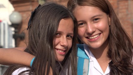 Teen Girl Friends Smiling