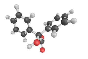 Diphenylglycolic acid, also known as Benzilic acid, a white crys