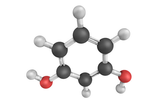 Resorcinol, the 1,3-isomer of benzenediol. 3d model
